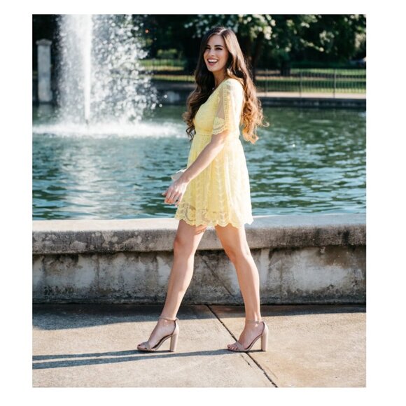 Socialite Lace Minidress in Butter Yellow - Picture 3 of 10